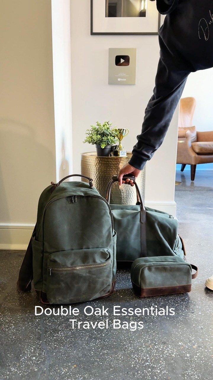 Ad | As if I wasn’t already sold on the classic look, these waxed canvas and full-grain leather travel bags 🧳🎒by @doubleoakessentials had me at the premium quality and thoughtful designs. Whether it’s the Weekender duffle, the backpack, or Dopp kit, they make it easy to pack, organize and carry my things and look damn good at the airport ✈️🤘🏾