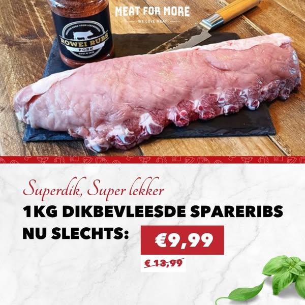🐷 1KG dikbevleesde spareribs →