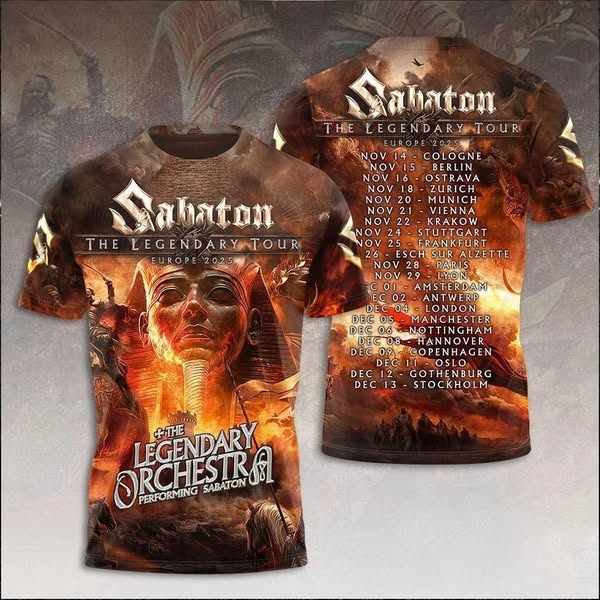 ⚔️ Sabaton The Legenday Tour Europe 2025 3D T-Shirt-3D ⚔️