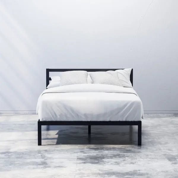 Mia Metal Platform Bed Frame with Headboard - Queen