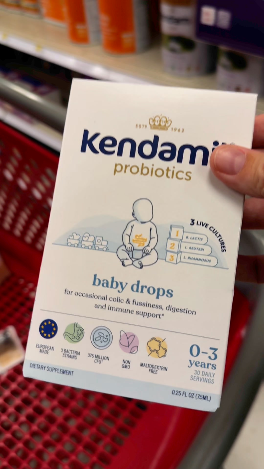 Meet Kendamil Probiotic Baby Drops. Friendly Bacteria For Little Tummies. Available now at Target
✅  European made
✅  3 probiotic strains
✅  Non-GMO 
✅  Gluten Free