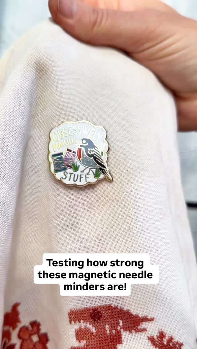 *Looks around for more things to test with*

The needle and smaller scissors were easy.  They practically jumped out of my hand 😂

The larger scissors stuck but were a bit heavy for the size of the needle minder. 

The garden shears stuck but the weight of them slid right off. 

What else should I try? 

Ps. You can find them here: https://www.jubly-umph.com/collections/needle-minders

I’m delighted with how strong they are. 
#sewingaccessories #needleminder