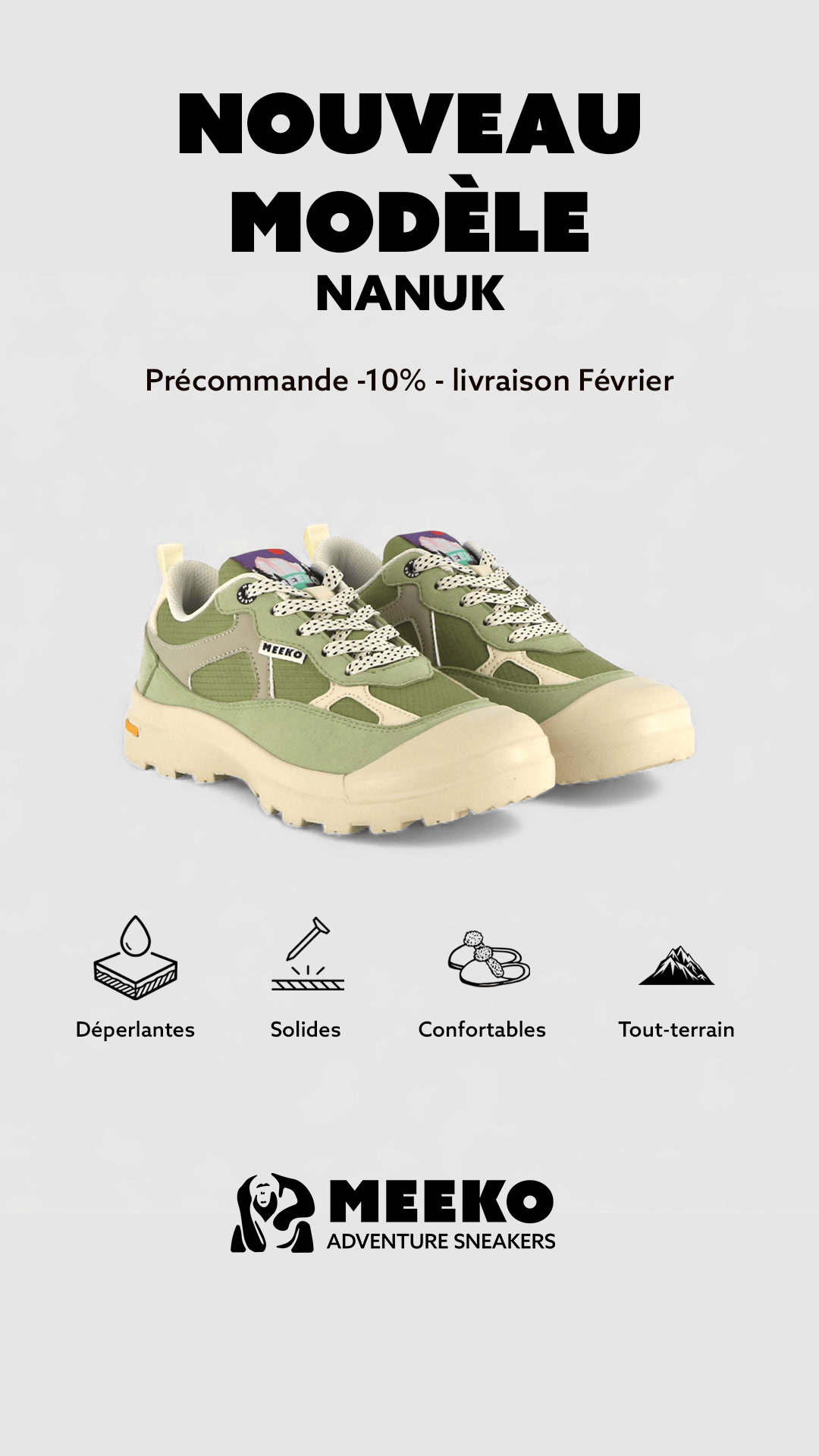 la NANUK, un design hybride et audacieux entre chaussure de marche et sneaker.
