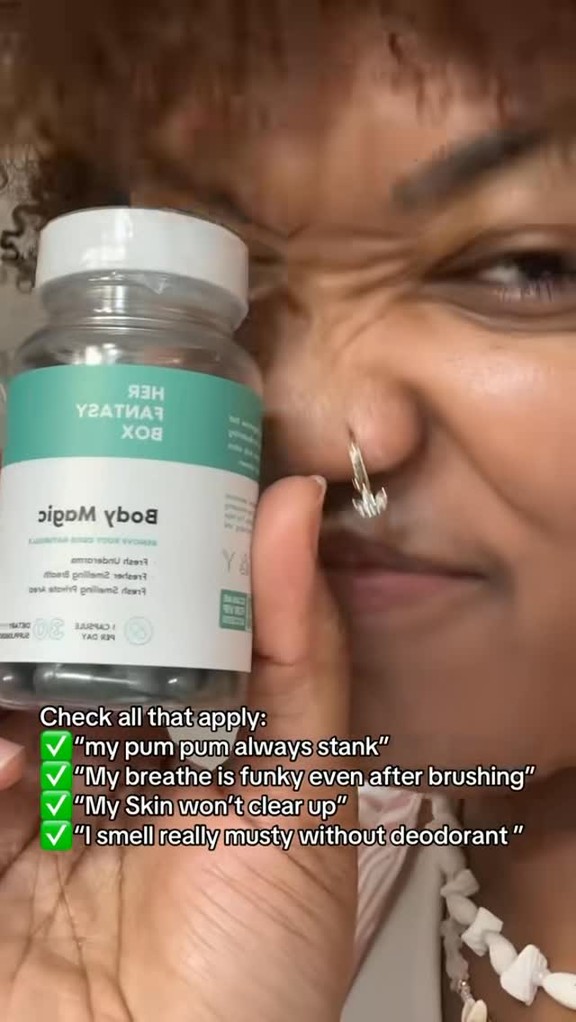 My secret weapon for glowing skin, no odor, and a happy tummy? 🌿
The Body Magic Chlorophyll Capsules from Her Fantasy Box 💚 that gentle detox daily = clear skin, little to no smell anywhere (yes, anywhere 👀), and a healthier digestive system 🙌🏽.

Paired with my favs:
🫧 Yummy Soap + Refresh Soap
💦 Body Splash Oil
🌸 Boric Acid Foam Soap

Let me just say My man can’t get enough of me 🙂‍↔️

& You won’t regret trying… you’ll be obsessed -TRUST 🤞🏽😍.

#skincareroutine #SelfCareEssentials #Detox #ClearSkinJourney #hygeine