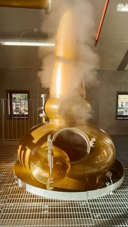 Magic in the still house this morning.  
Roaring Meg and Gentle Annie — our handmade Forsyths copper pot stills, built in Scotland bespoke for Cardrona. With 2,000 litre and 1,300 litre capacities, these small stills are at the heart of our Single Malt Whisky.